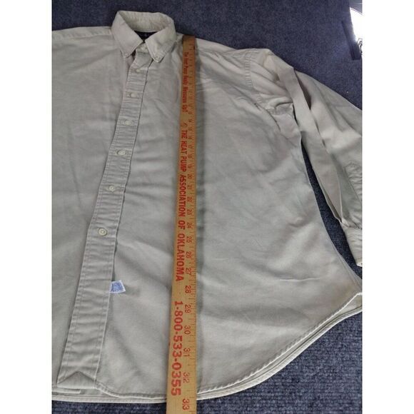Polo Ralph Lauren Button Up Shirt Men‎ Sz L Khaki Cotton Long Sleeve Workwear - Picture 4 of 8